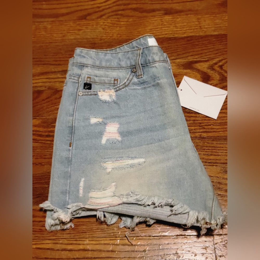 Rainbow distressed Jean shorts